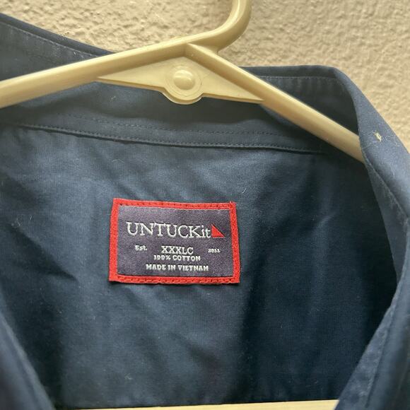UNTUCKit Dress Shirt Men's XXXL Blue 100% Cotton Long Sleeve Comfort Casual Work - Picture 2 of 3